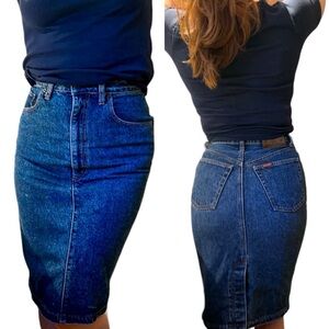 Big John Japanese Denim Skirt Size 9/10 Button Back Vent 100 Cotton